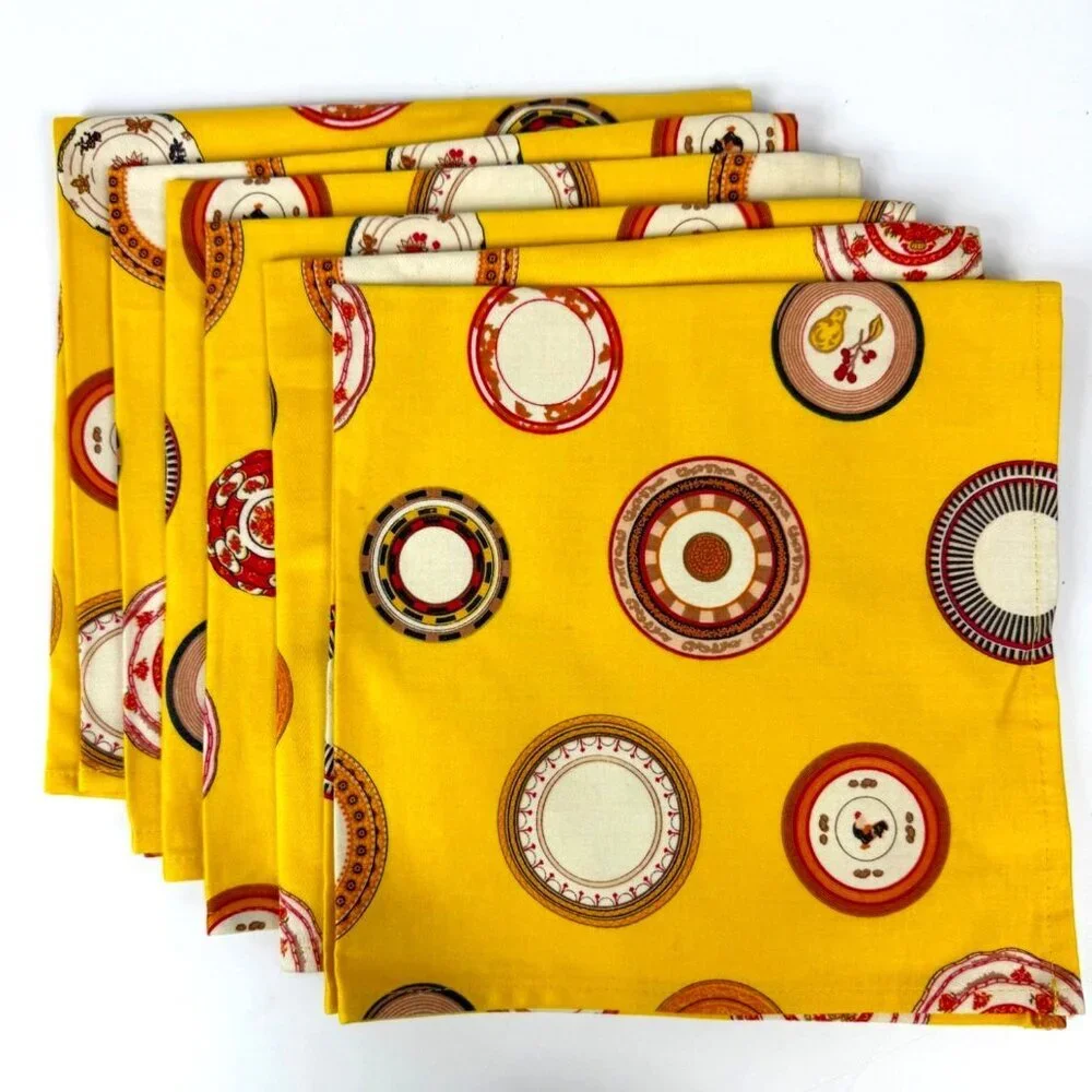 Mikasa Tuscany Table Yellow Square Cotton Napkins Set Of 6